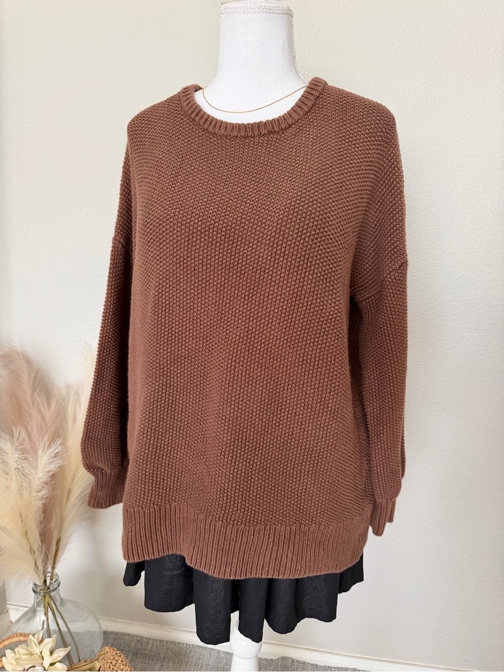 Old Navy - 100% Cotton Cozy Crewneck Knit Waffle Sweater - Brown